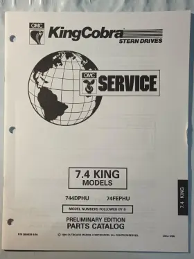 3854828 Omc Inch Hu Cobra Stern Drive 7.4 King Parts Manual Preliminary Edition