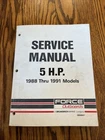 Mercury Mariner OB4647 Genuine Oem 5 Hp 1988-1991 Force Outboard Service Manual Used. Price: $12.99.