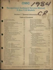 Omc Outboard Marine 2 Thru V-6 Models 1984 General Info Service Manual 394607-1 Used. Price: $99.99.