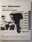 1971 Johnson JM-7105 Hp 20R71, 20RL71 Model Outboard Service Manual Used. Price: $19.95.