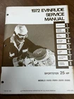 Used Oem 1972 25HP Sportster Evinrude Service Manual P/n 4816 25202 25203. Price: $30.00.