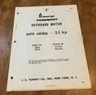 OB891 1965 Vintage Penneys Foremost 3.5 Hp Outboard Owner Guide & Parts Catalog Used. Price: $10.95.