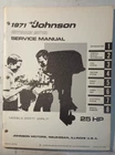Omc JM-7106 1971 Johnson Hp 25R71 25RL71 Model Outboard Service Manual Used. Price: $19.95.