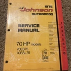 1975 P/n JM-7510 Johnson Outboard Motor Service Manual 70 Hp Used. Price: $29.99.