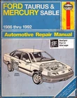 Haynes Repair Manual 1421 Ford Taurus & Mercury Sable 1986 - 1992 MN1084 Very. Price: $8.95.