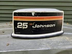 Vintage 1973 Johnson 25HP 25RL73A Outboard Boat Motor Hood / Cowling Shroud Used. Price: $30.00.