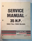 1984 Thru 1986 OB4128 35 Hp Models Force Outboards Service Manual Used. Price: $29.95.