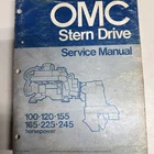 Omc Stern Drive Service Manual 100,120,155,165,225, 245 Horsepower 1973 Used. Price: $20.00.