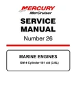 New Mercruiser Mercury Service Manual #26 Gm 4 Cylinder 181 Cid 3.0L Used. Price: $49.10.