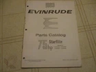 1963 Evinrude Hp Starflite 75382E 75383E 75392E Outboard Parts Catalog Manual Used. Price: $12.00.