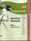 Johnson Outboard Motor 85 Hp Model 1974 Service Manual Item No. JM-7410 Used. Price: $99.99.